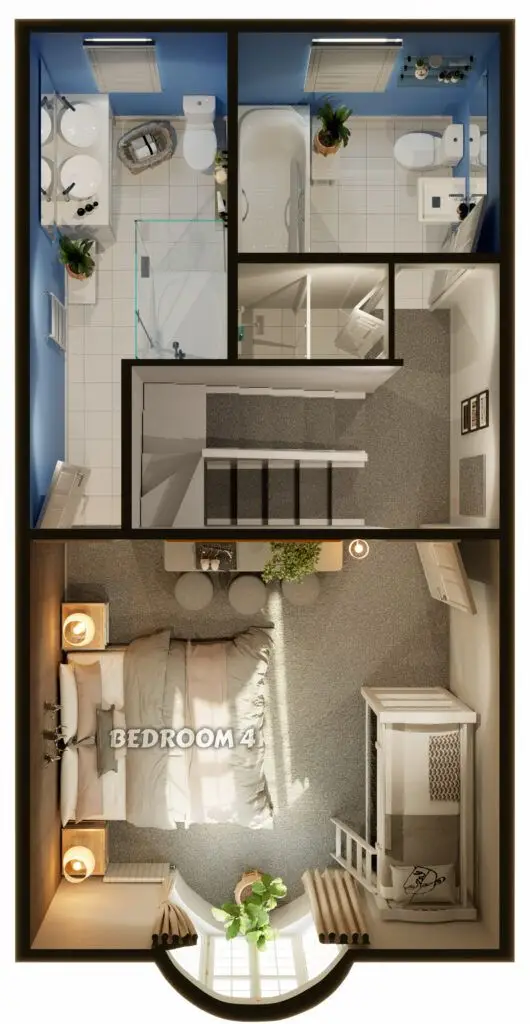 D Second level floor plan named scaled
